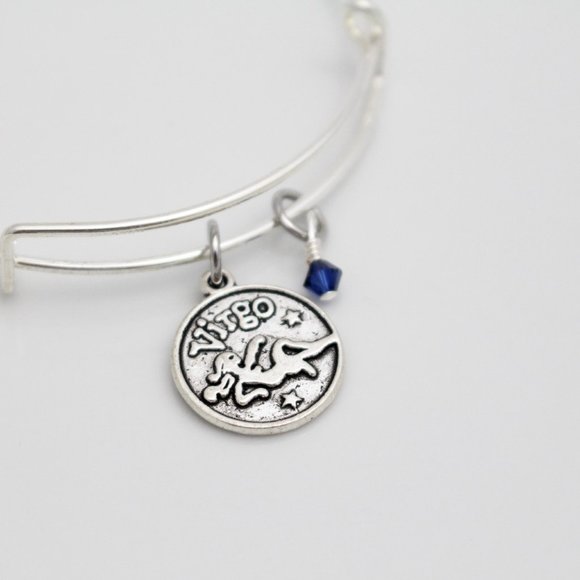 September Virgo Adjustable Charm Bangle - Handmade Zodiac Bracelet - Picture 9 of 13